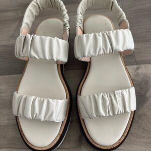 Agl White Sandals with Gathered Straps and Platform Sole